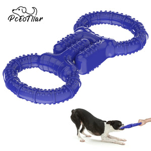PcEoTllar Natural Rubber 2-Ring Tug Dog Toy, Lightweight, Durable and Water Resistant Interactive Dog Toys for Aggressive Chewers Small Medium Large Dogs (Beige)