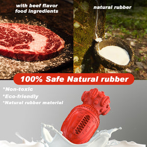 PcEoTllar Dog Chew Toys, Squeaky Tough Non-Toxic 100% Natural Rubber Durable Beef Flavor Dog Toy for Medium Large Dogs Aggressive Chewers