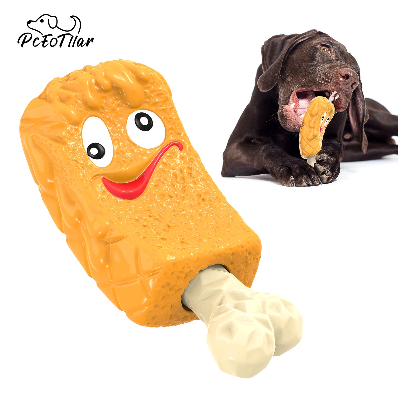 PcEoTllar Ice Cream Shape Dog Chew Toy, Fun Interactive Food Dispensing Dog Toys for Aggressive Super Chewers Small Medium Large Dogs (Yellow)