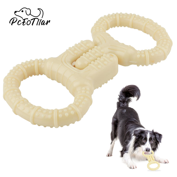 Rubber Bone Dog Chew Toy with Tug Rope -- Great for Active Dogs