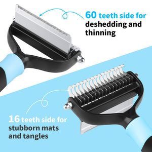 PcEoTllar Dog Grooming Hair Brush, 2 in 1 Pet Undercoat Rake Deshedding Grooming Tool for Dogs & Cats