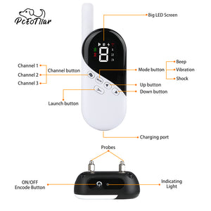 Dog Training Collar for 3 Dogs - PcEoTllar Dog Training Collar with Remote Rechargeable Shock Collar for Large Dogs, Waterproof Shock Collar for Medium Dogs, Up to 980Ft Remote Range