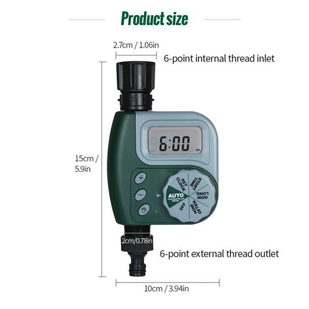62061z Single Outlet Hose Watering Timer, Outdoor Garden Programmable Watering Timer, Green