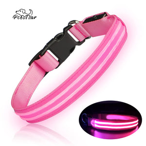 PcEoTllar LED Dog Collar - Waterproof Rechargeable for Night Walking Light up Adjustable Safety Dog Collar for Large Dogs (Green)